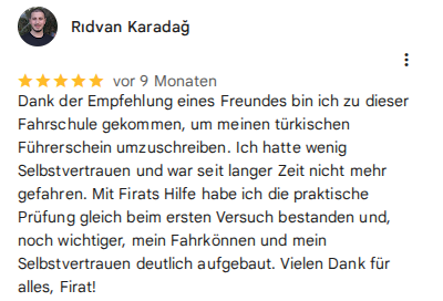 Google-Bewertung von Rıdvan Karadağ